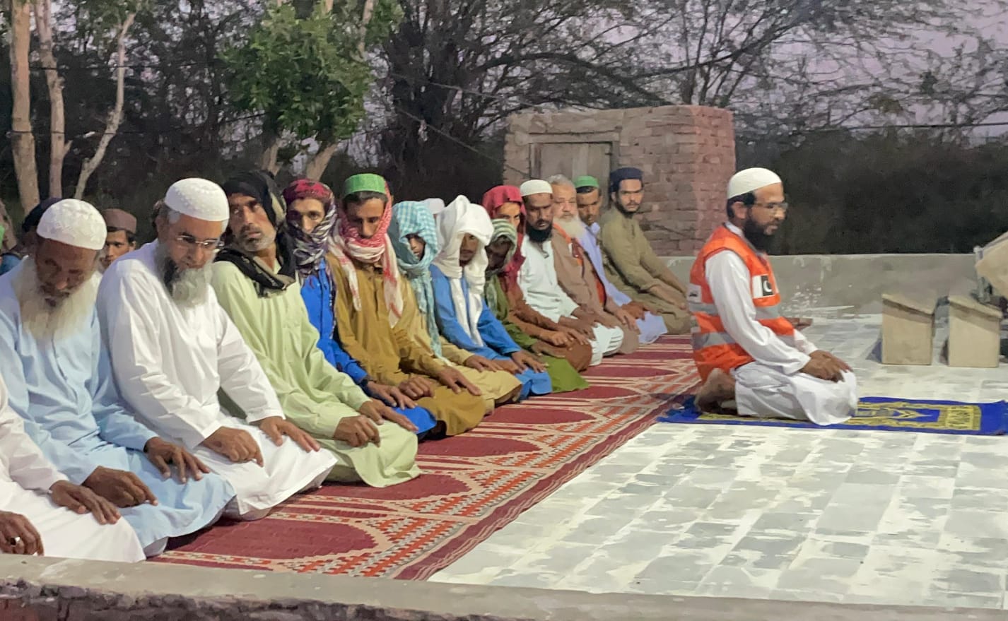 Community namaz congregation organized by Annaas Welfare Trust volunteers